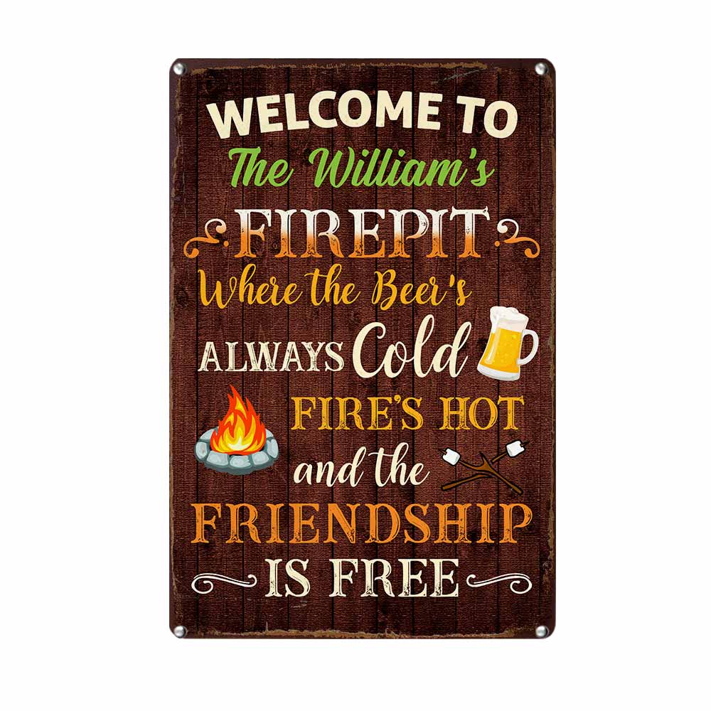 Personalized Fire Pit Gardening Friendship Is Free Metal Sign - Thegiftio UK