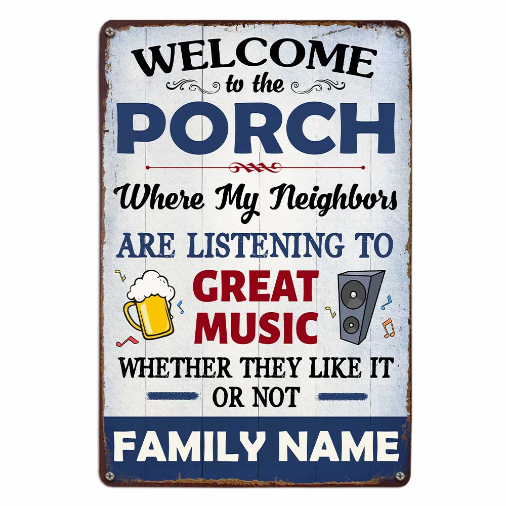 Personalized Outdoor Decor Porch Great Music Metal Sign