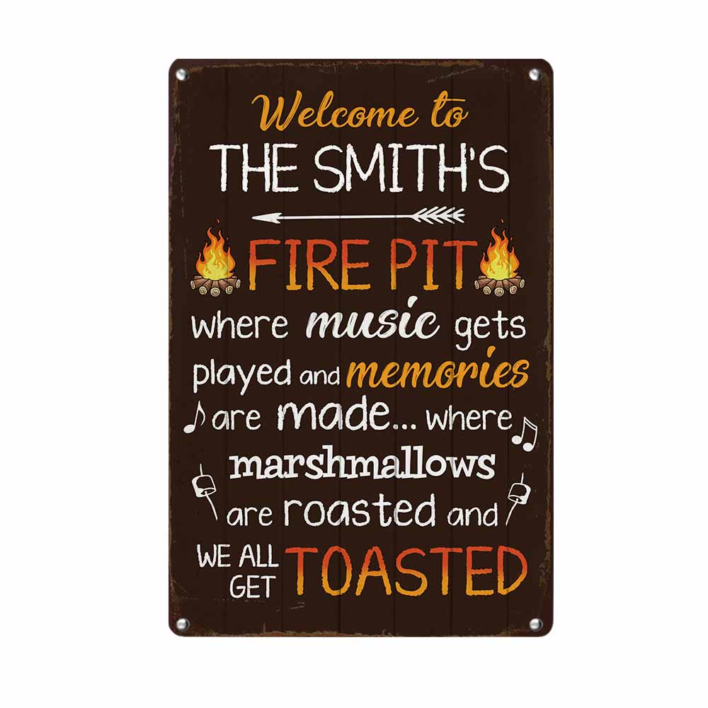 Personalized Welcome To The Fire Pit Metal Sign - Thegiftio UK