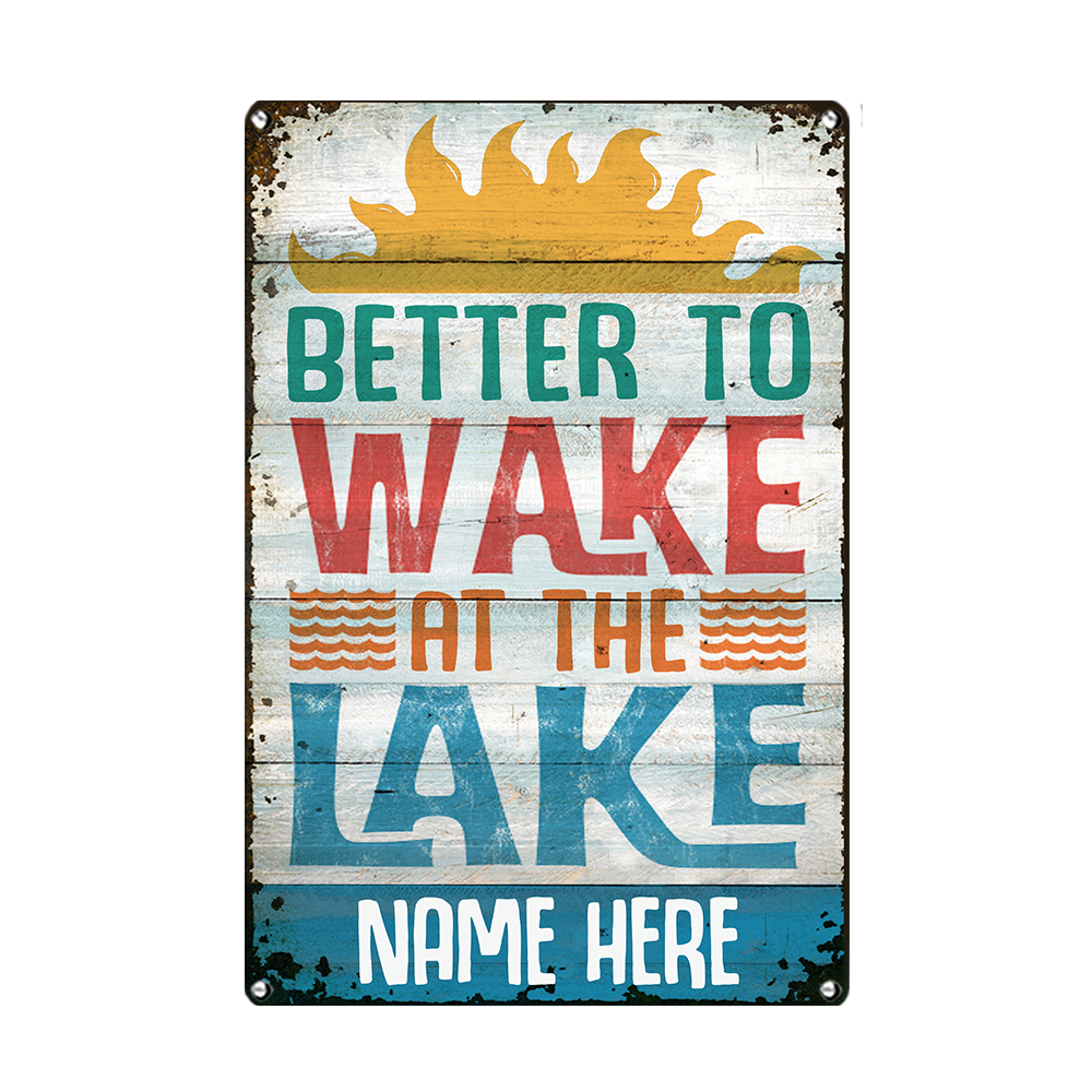 Personalized Wake At The Lake Outdoor Metal Sign - Thegiftio UK