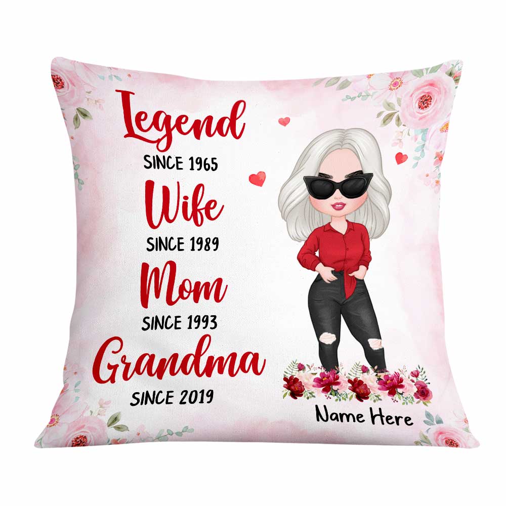 Personalized Gifts For Mom Grandma, Chibi Legend Wife Mom Grandma Since Year, Est Year Shirt Pillow - Thegiftio UK