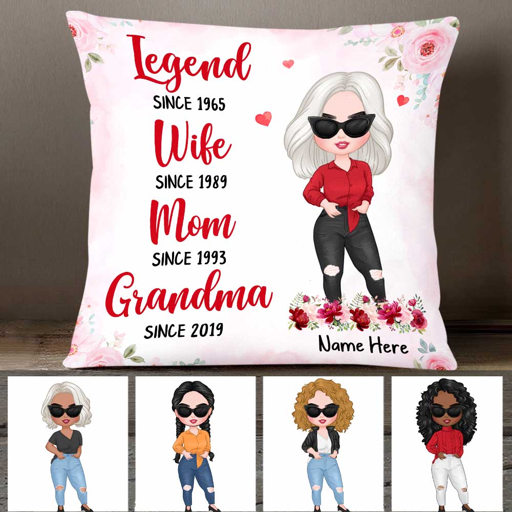 Personalized Gifts For Mom Grandma, Chibi Legend Wife Mom Grandma Since Year, Est Year Shirt Pillow