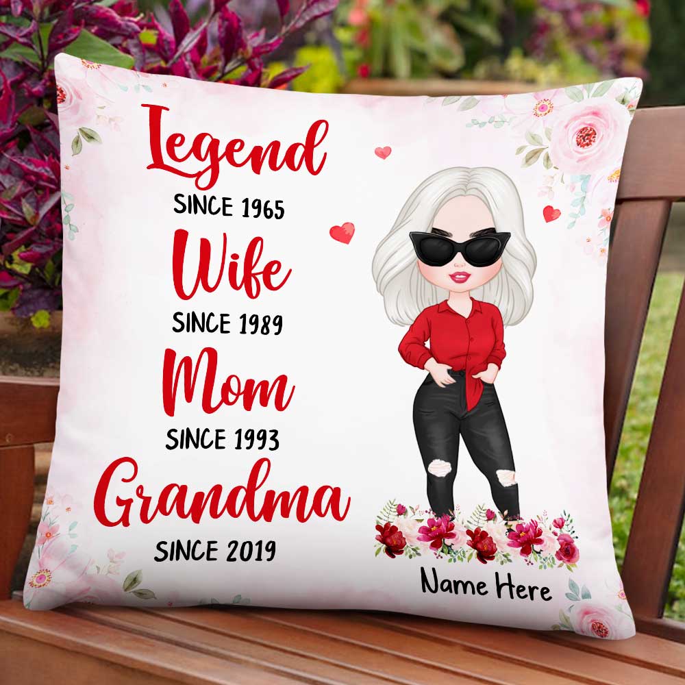 Personalized Gifts For Mom Grandma, Chibi Legend Wife Mom Grandma Since Year, Est Year Shirt Pillow