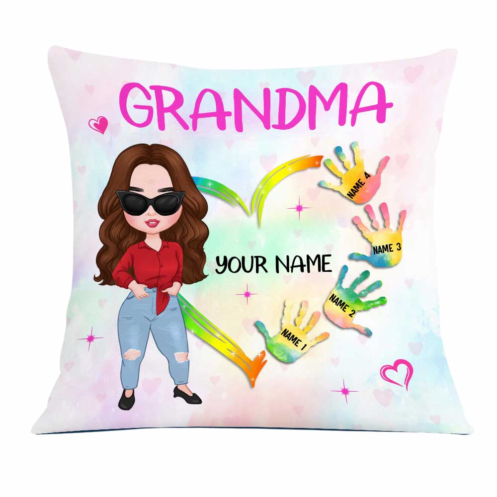 Personalized Mother's Day, Birthday Gift For Mom Grandma, Chibi Heart Hand Pillow - Thegiftio UK