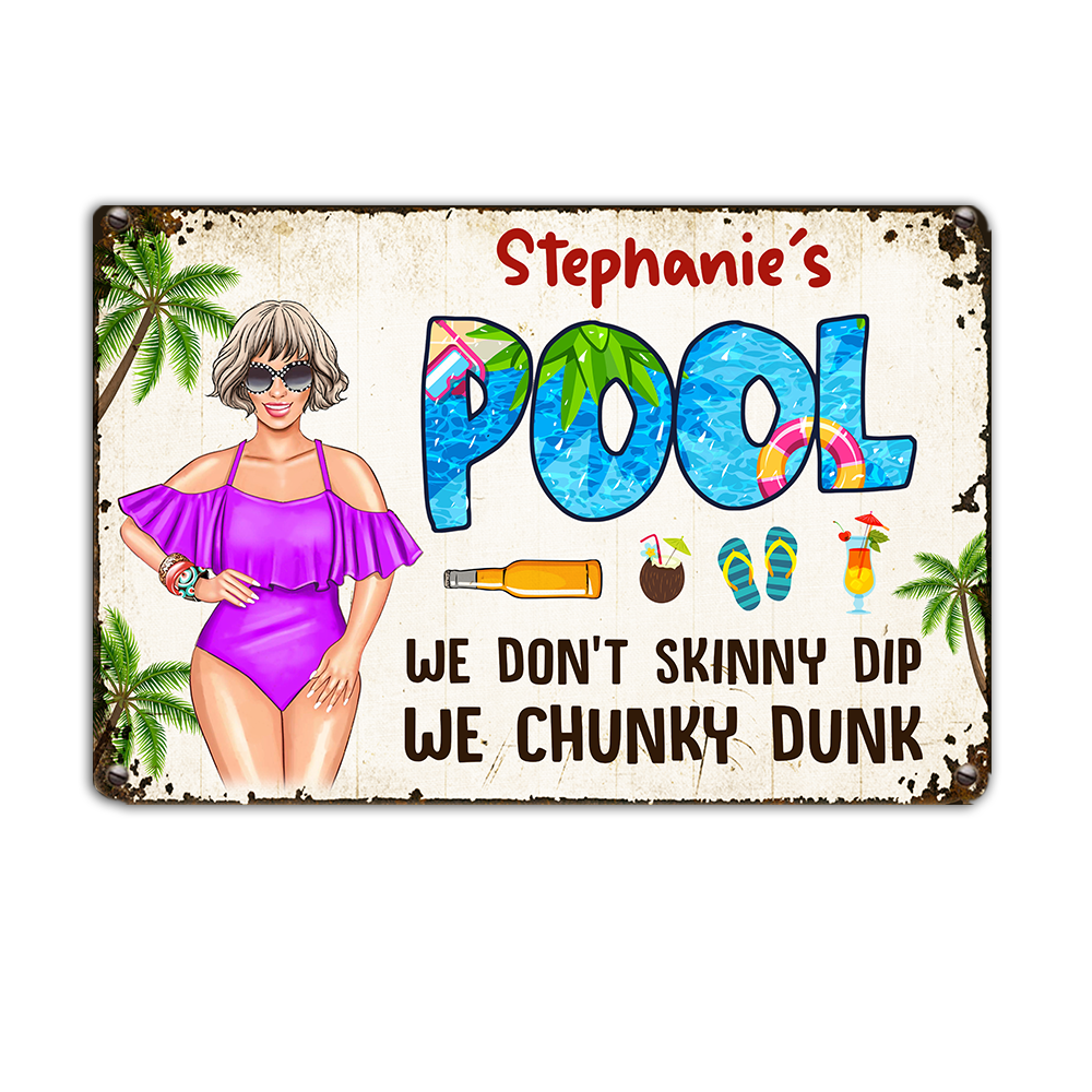 Personalized Swimming pool Gifts, Pool Girl Metal Sign