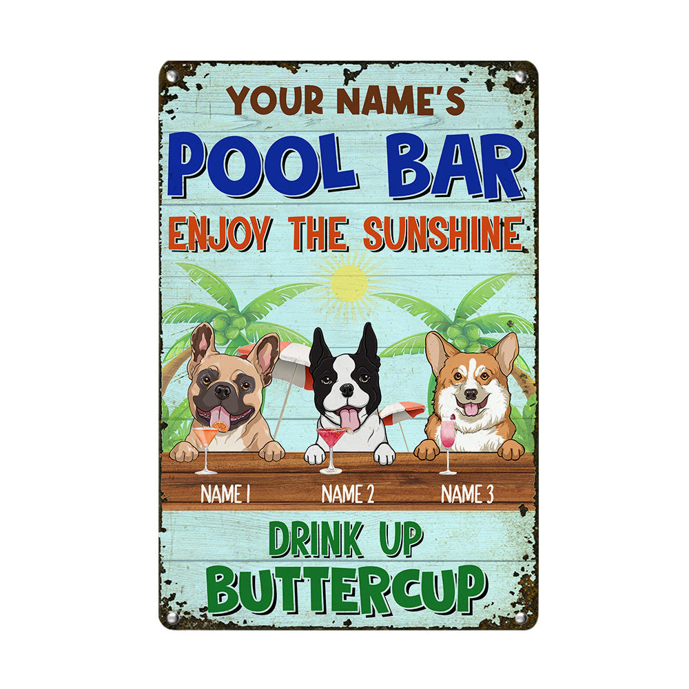 Personalized Gift For Dog Lover, Pool Dog Metal Sign - Thegiftio UK