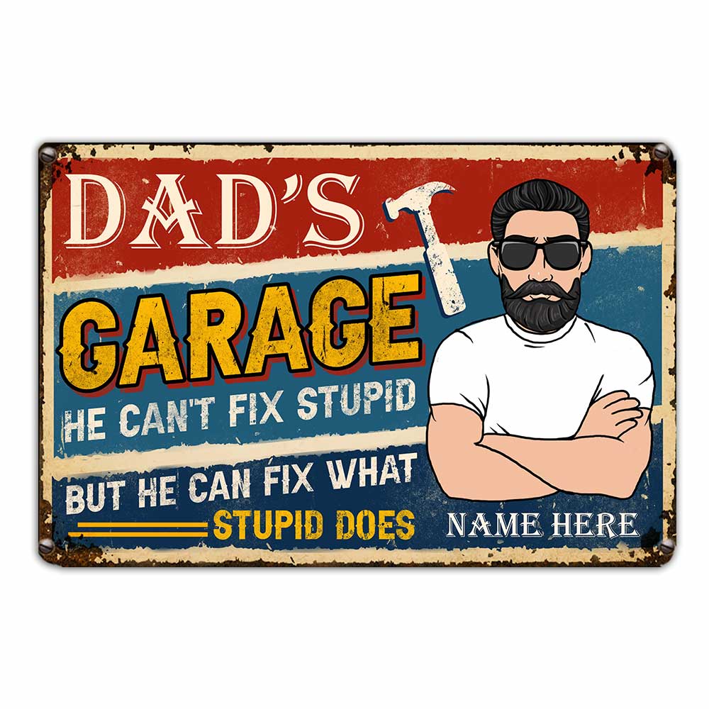 Personalized Garage Dad Grandpa Metal Sign - Thegiftio UK