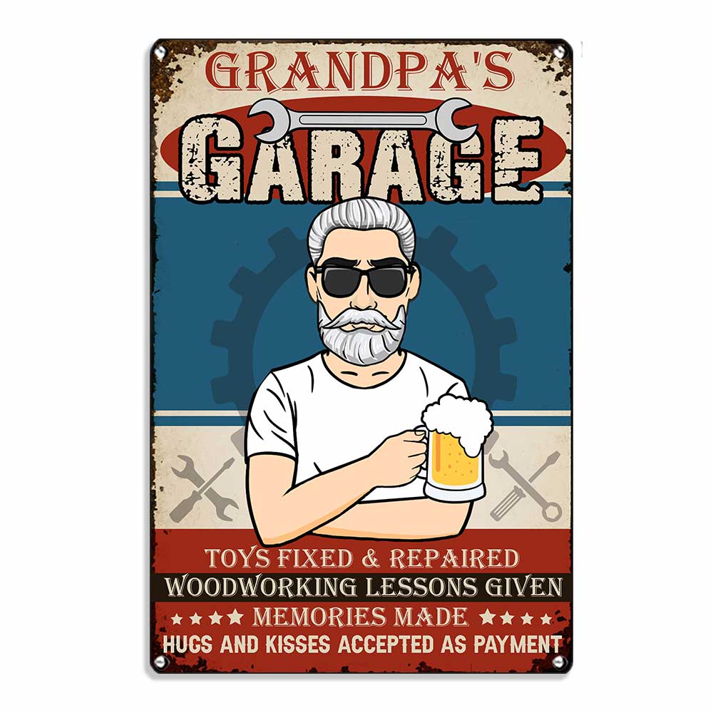 Personalized Garage Grandpa Dad Metal Sign - Thegiftio UK