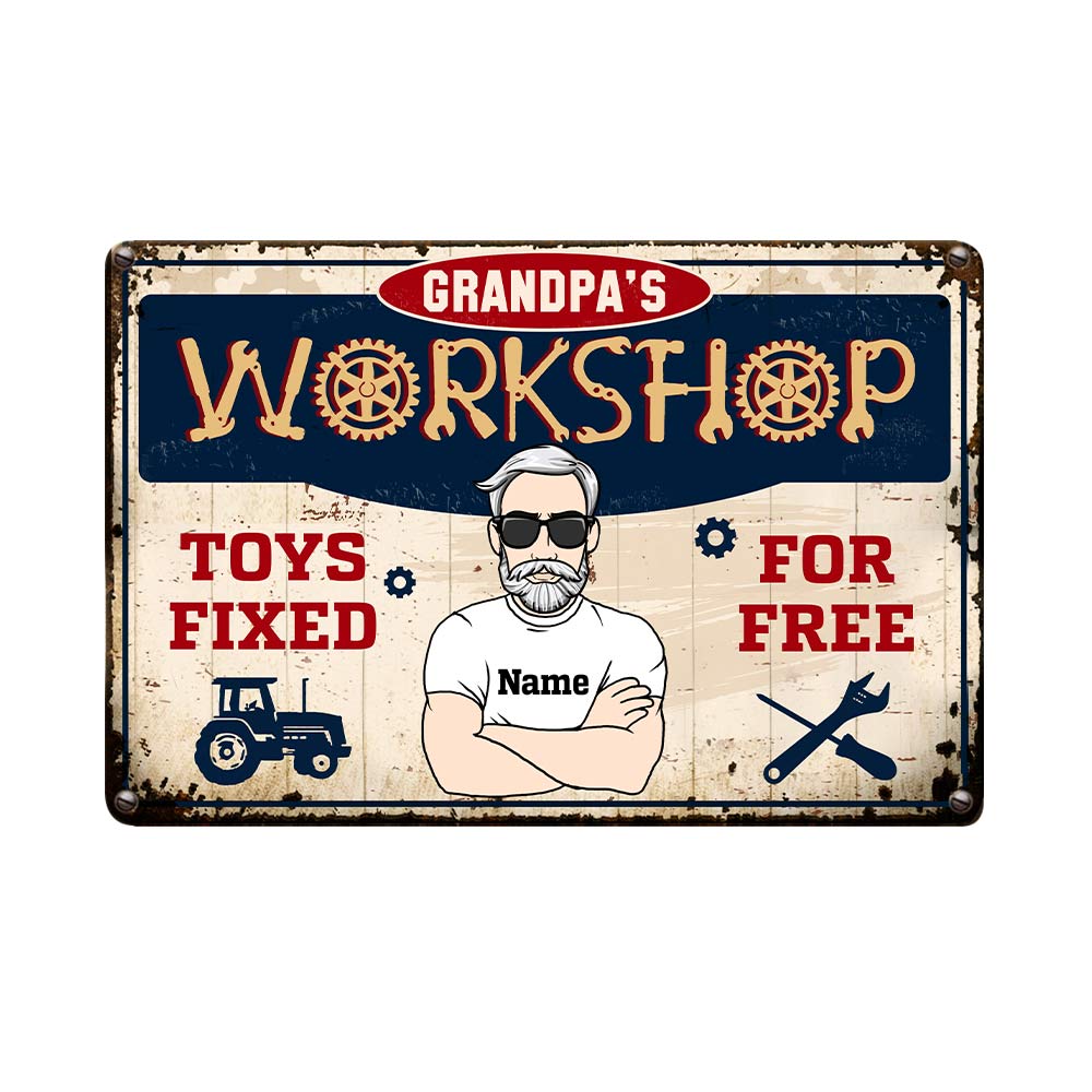 Personalized Garage Dad Grandpa Metal Sign - Thegiftio UK