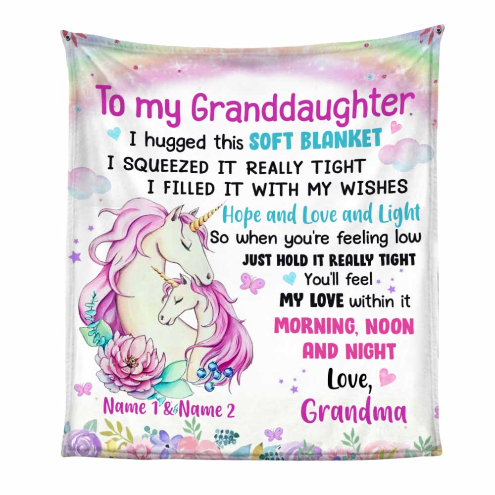 Personalized Unicorn Mom Grandma Daughter Granddaughter Hug This Blanket