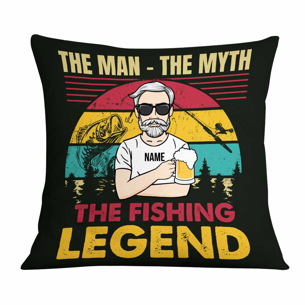 Personalized Fishing Gift For Dad, Grandpa, The Man The Myth The Legend Pillow