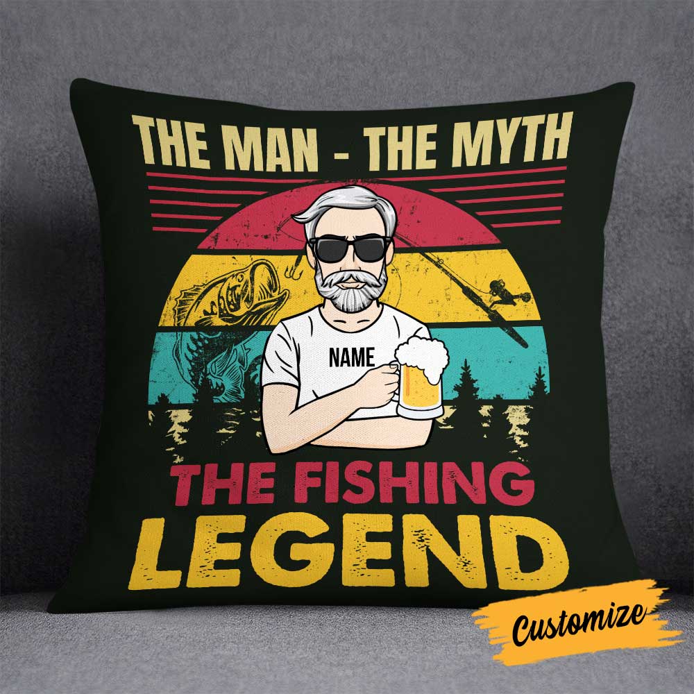 Personalized Fishing Gift For Dad, Grandpa, The Man The Myth The Legend Pillow
