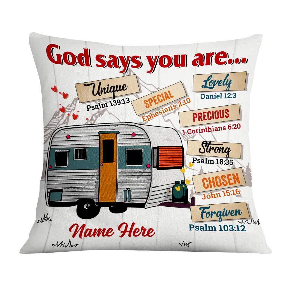 Personalized Love Camping God Says Pillow - Thegiftio UK