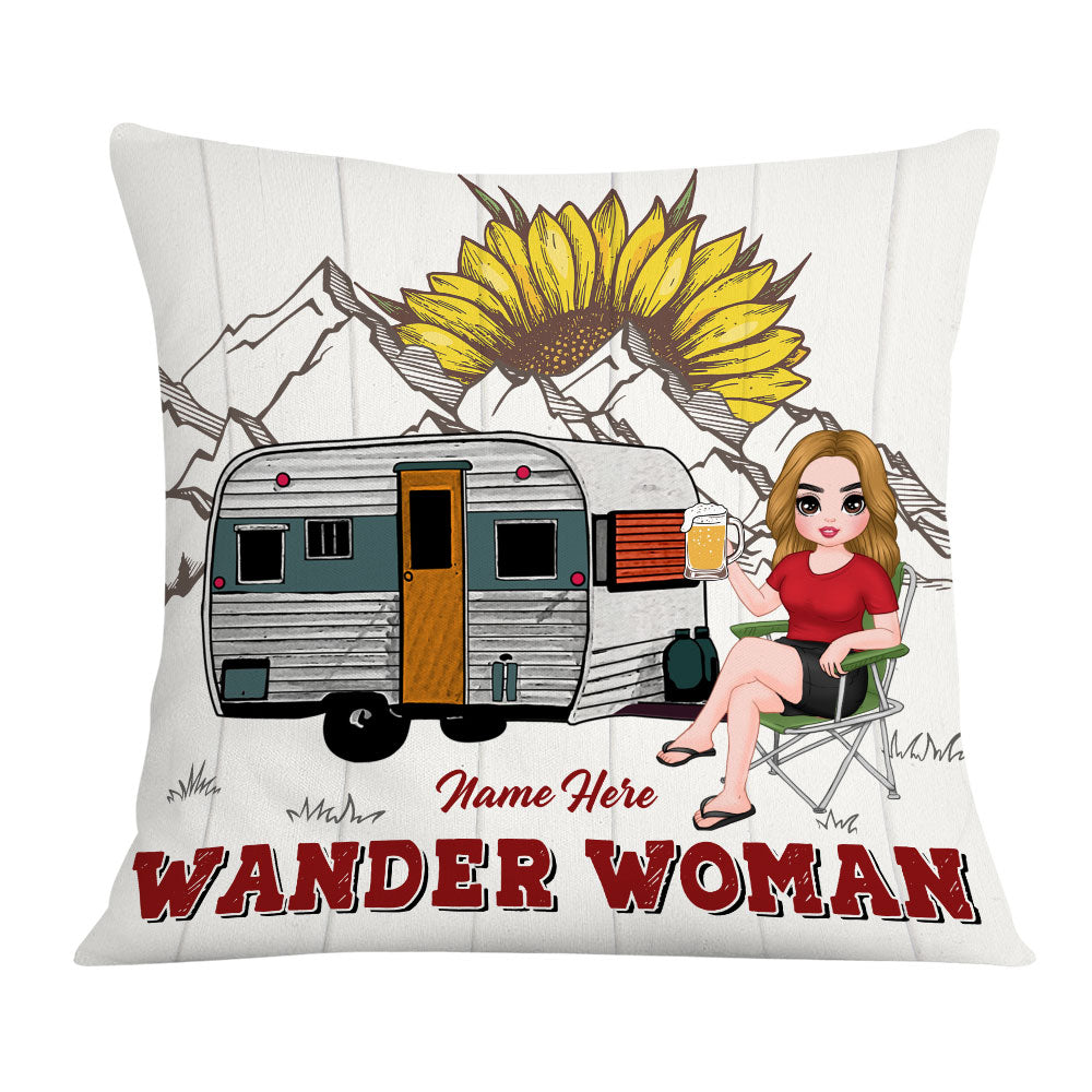 Personalized Love Camping Wander Woman Pillow - Thegiftio UK
