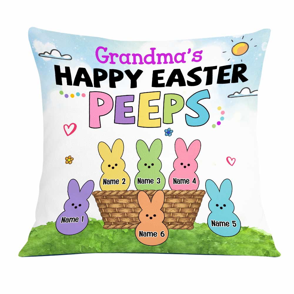 Personalized Easter Mom Grandma Happy Peeps Pillow - Thegiftio UK