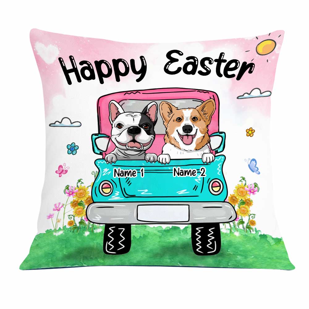 Personalized Gift For Dog Lovers, Easter Dog Truck Pillow - Thegiftio UK