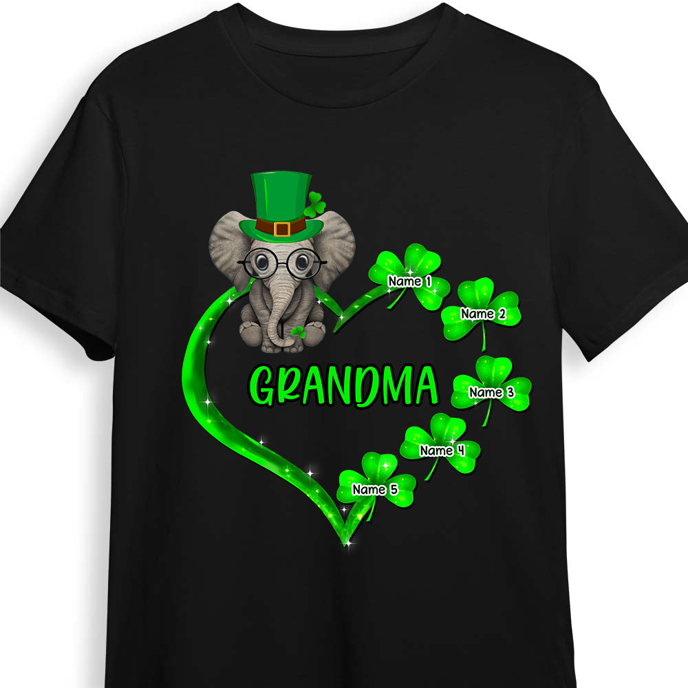 Personalized Mom Grandma Patrick's Day Elephant T Shirt