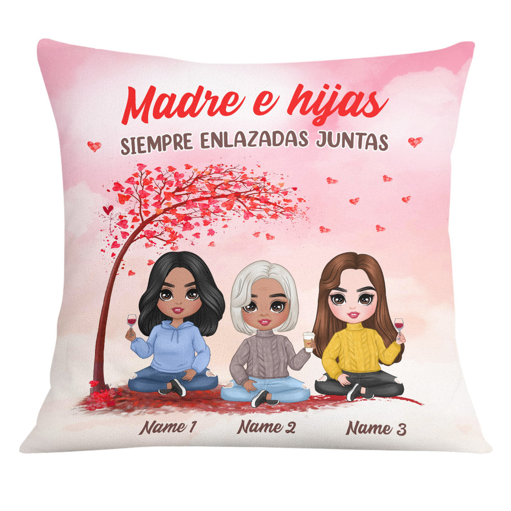 Personalized Spanish Mother Daughter Forever Linked Together Pillow - Thegiftio UK