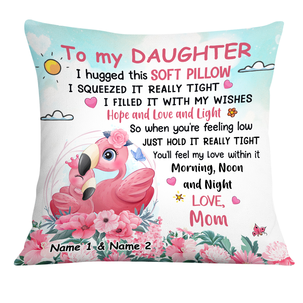 Personalized Flamingo Mom Grandma Daughter Granddaughter Pillow - Thegiftio UK