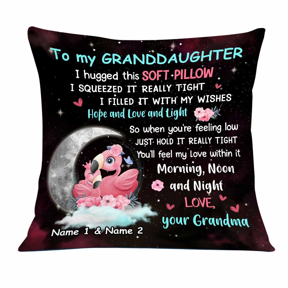 Personalized Mom Grandma Daughter Granddaughter Flamingo Pillow - Thegiftio UK