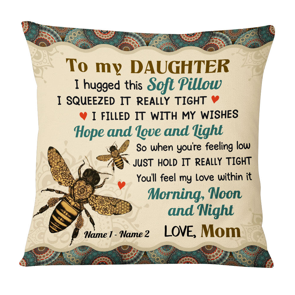 Personalized Bee Mom Grandma To Daughter Granddaughter Son Grandson Hug This Pillow - Thegiftio