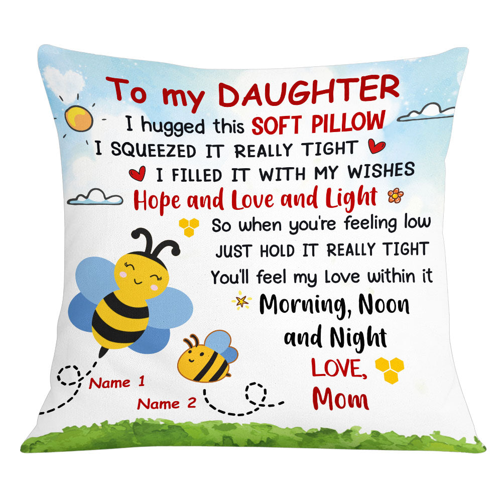 Personalized Bee Mom Grandma To Daughter Granddaughter Son Grandson Hug This Pillow - Thegiftio UK