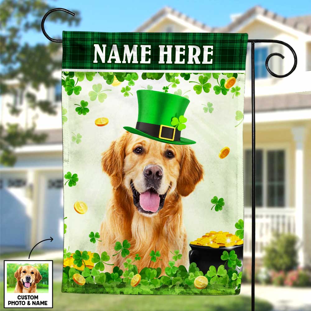 Personalized Dog  Photo St Patrick's Day Flag