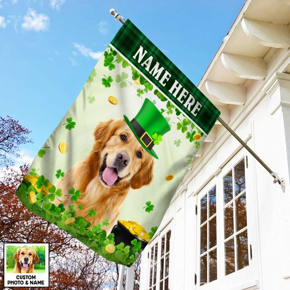 Personalized Dog  Photo St Patrick's Day Flag