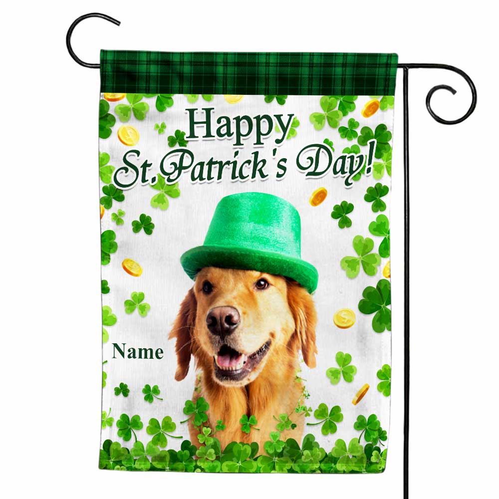 Personalized St Patrick's Day Dog Cat Photo Flag - Thegiftio