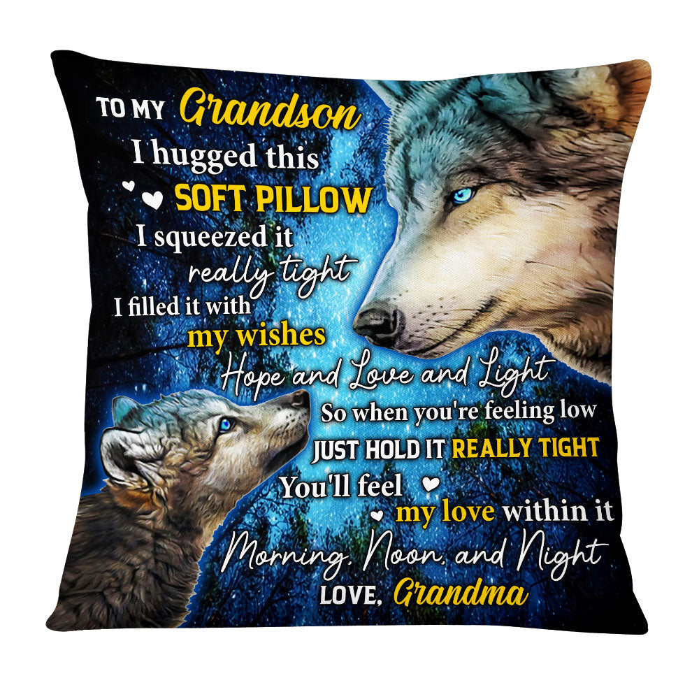 Personalized Wolf Mom Grandma Daughter Granddaughter Son Grandson Hug This Pillow - Thegiftio UK