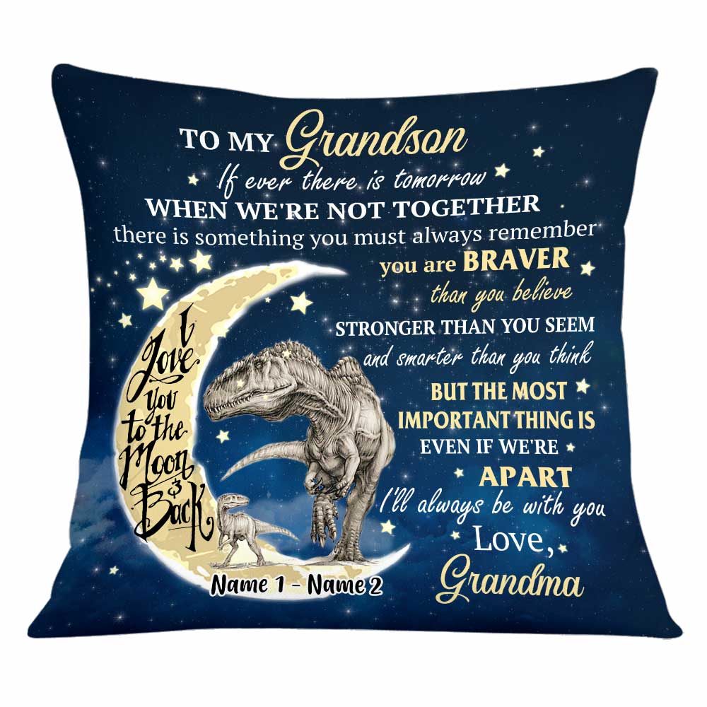 Personalized Mom Grandma Daughter Granddaughter Son Grandson Dinosaur Pillow - Thegiftio