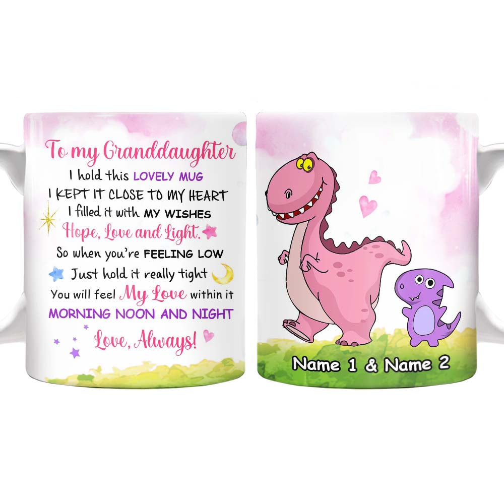 Personalized Dinosaur Mom Grandma To Son Grandson Daughter Granddaughter Hug This Mug - Thegiftio