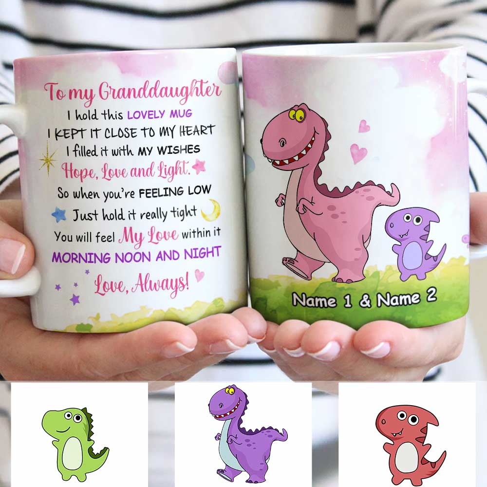 Personalized Dinosaur Mom Grandma To Son Grandson Daughter Granddaughter Hug This Mug