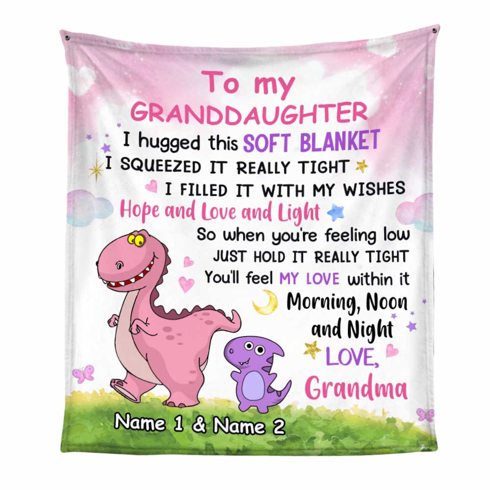 Personalized Dinosaur Mom Grandma To Son Grandson Daughter Granddaughter Hug This Blanket - Thegiftio