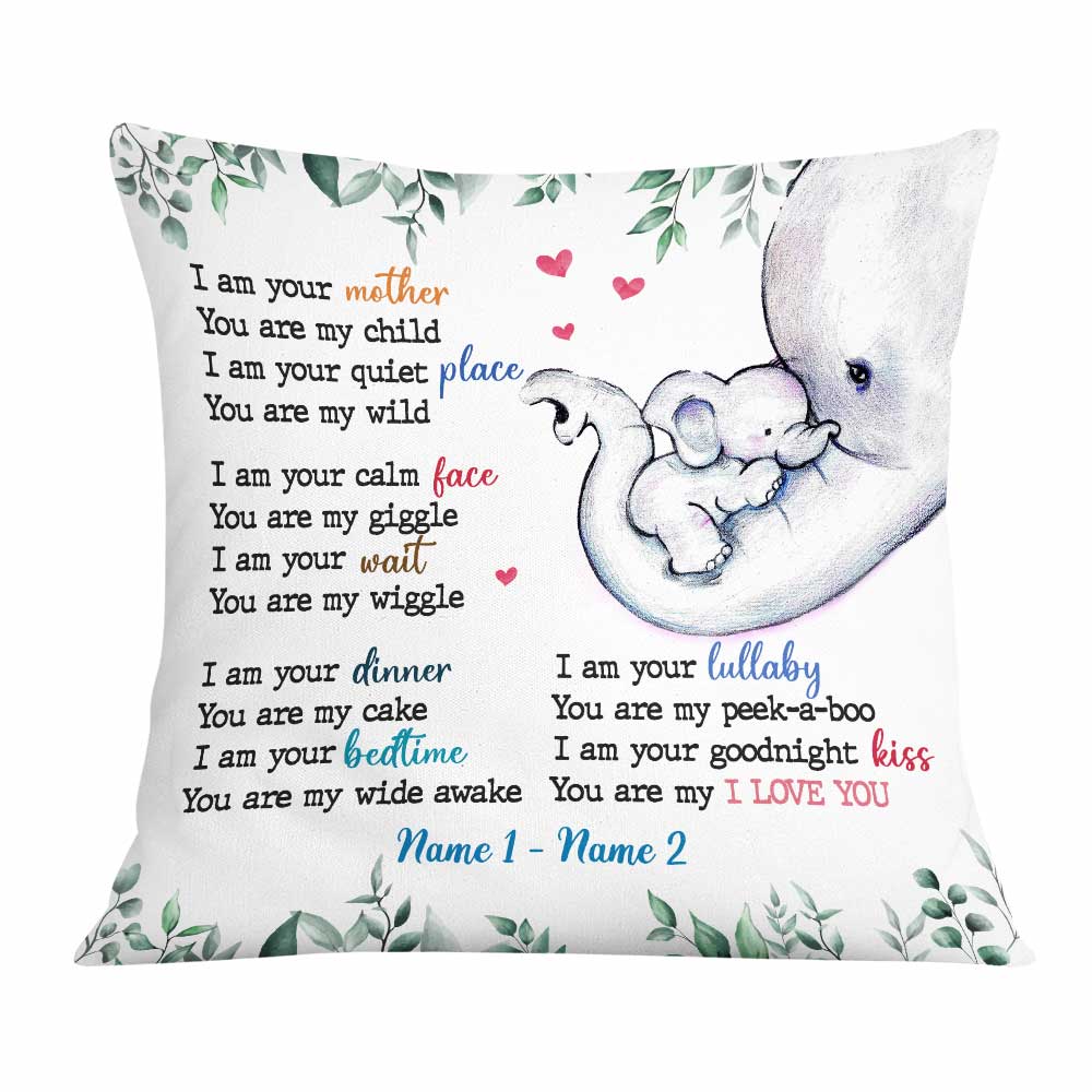 Personalized Son Daughter Mother Elephant Pillow - Thegiftio UK
