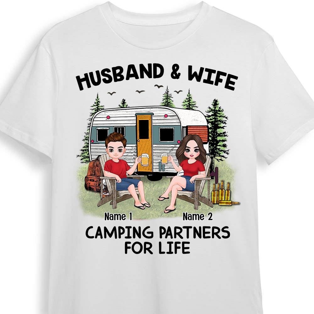 Personalized Birthday Gift For Camping Partner Husband Wife Camping Lovers, Couple Camping Partners T Shirt - Thegiftio UK