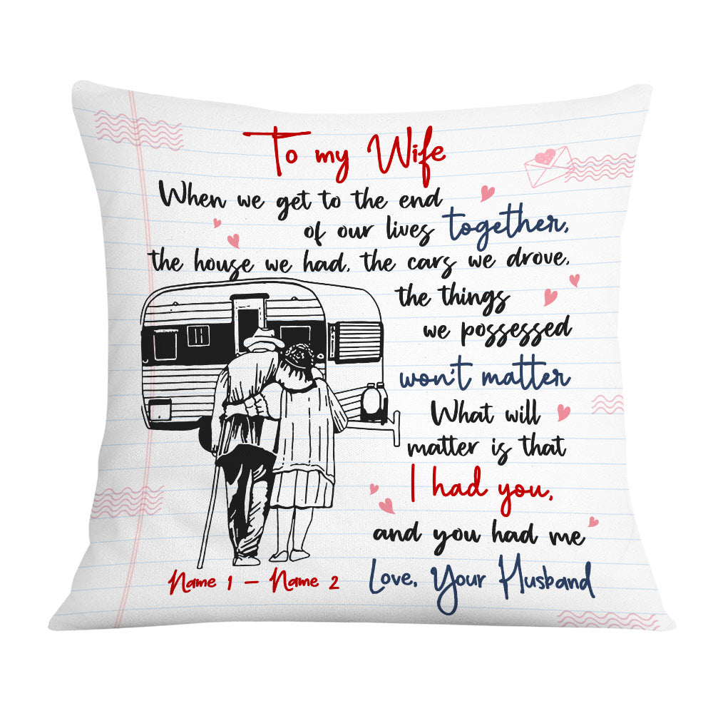 Personalized Best Gift For Grandpa Grandma Parents, Old Couple When We Get To The End Of Our Lives Together Pillow - Thegiftio UK