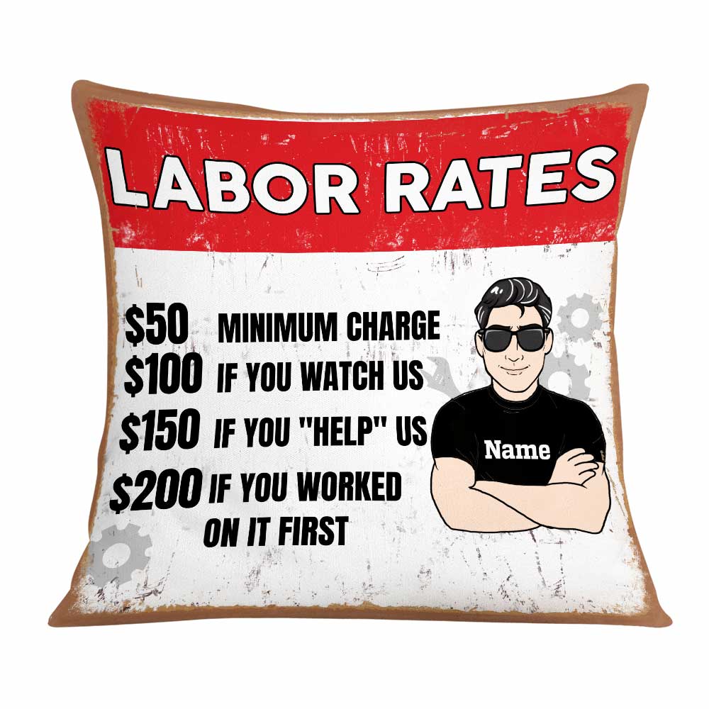 Personalized Garage Labor Rates Pillow - Thegiftio UK
