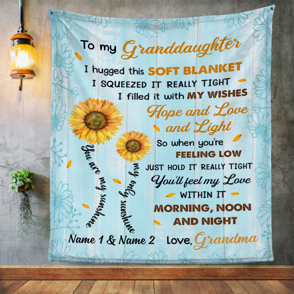 Personalized Daughter Granddaughter Sunflower Blanket