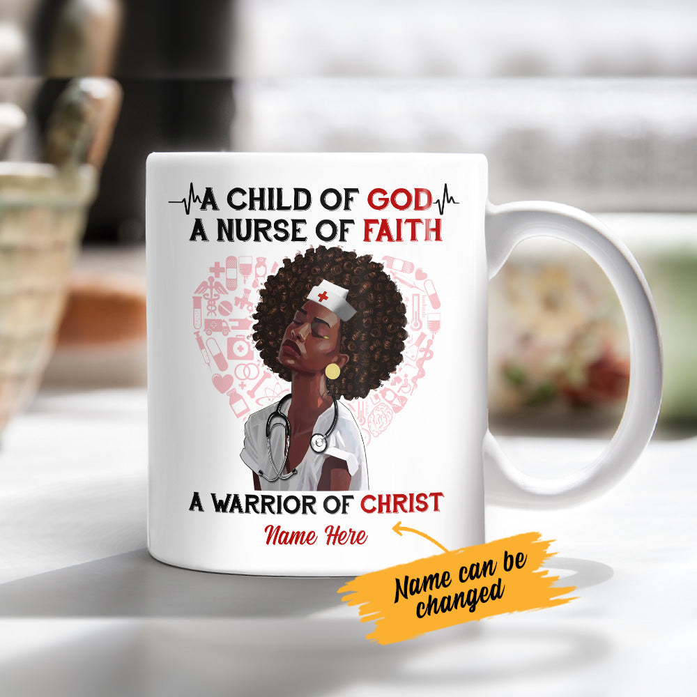 Personalized BWA Nurse A Child Of God Mug - Thegiftio UK