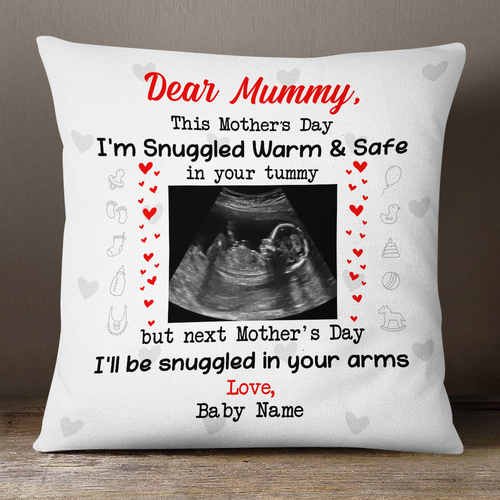Personalized Baby Snuggled Up In Love Of Mom Pillow - Thegiftio UK