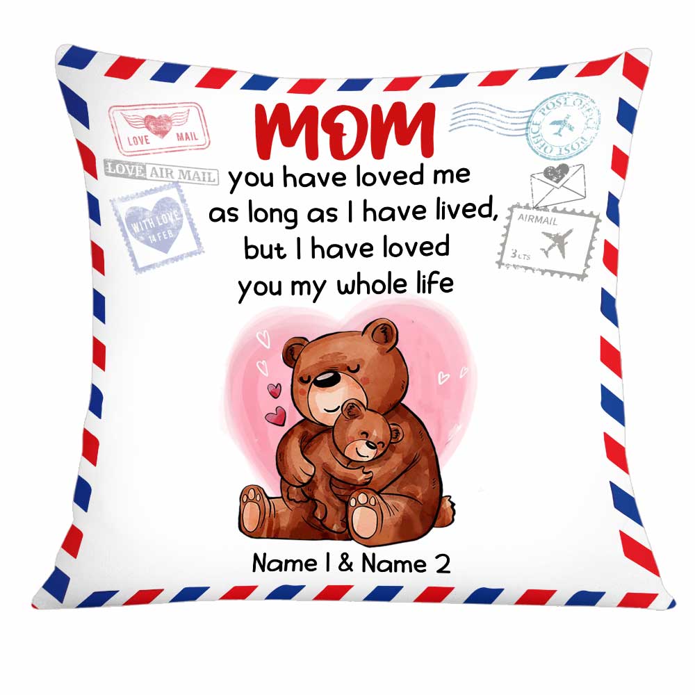 Personalized Mother's Day Mom Grandma Bear Pillow - Thegiftio UK