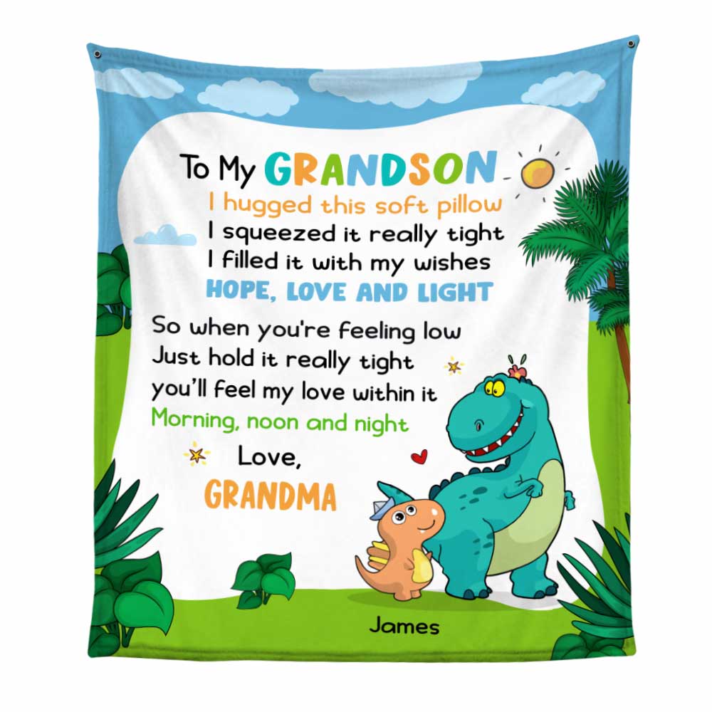 Personalized Dinosaur Grandson Granddaughter Blanket - Thegiftio