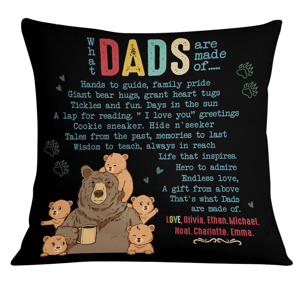 Personalized Fathers Day, Dad Grandpa Bear Pillow
