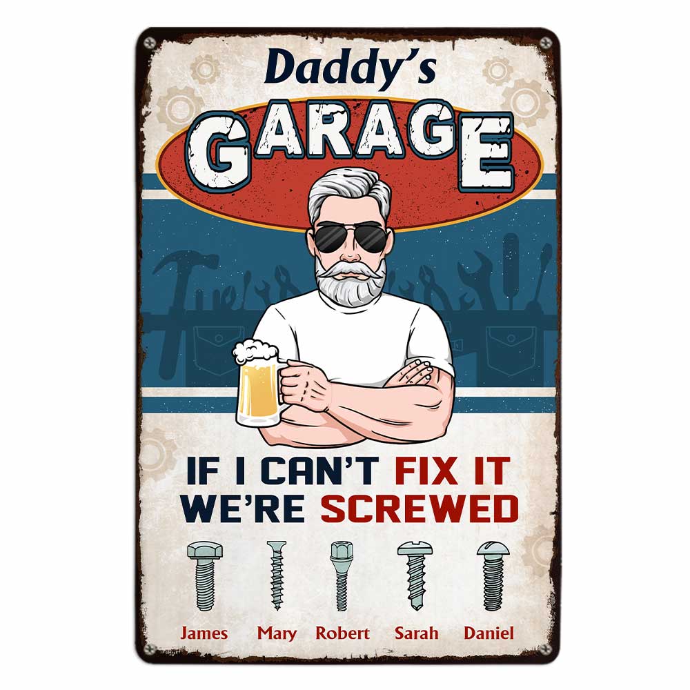 Personalized Dad Grandpa Garage Workshop Metal Sign - Thegiftio UK