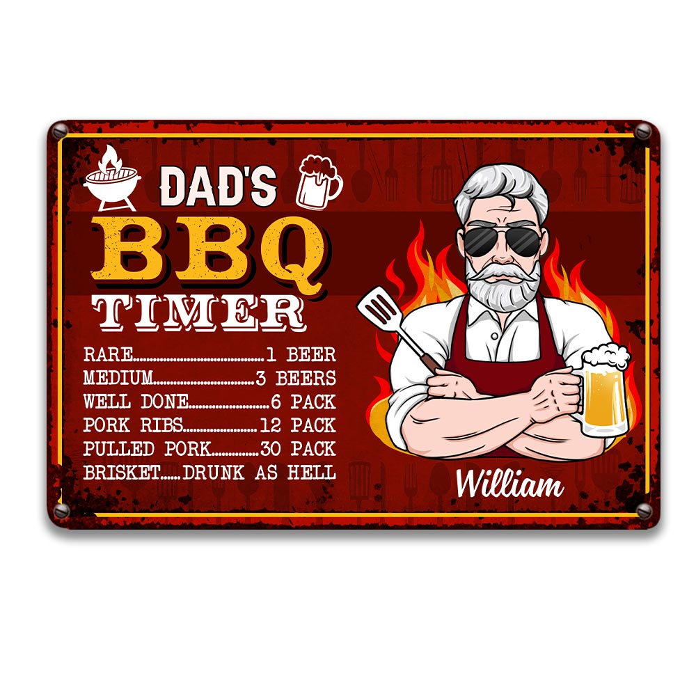 Personalized Gift For Dad, Funny Grill BBQ, Christmas Gift, Dad BBQ Grill Metal Sign