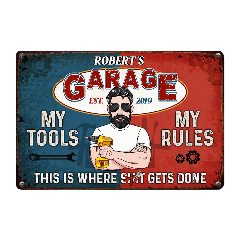 Personalized Fathers Day Gift, Dad Garage Metal Sign