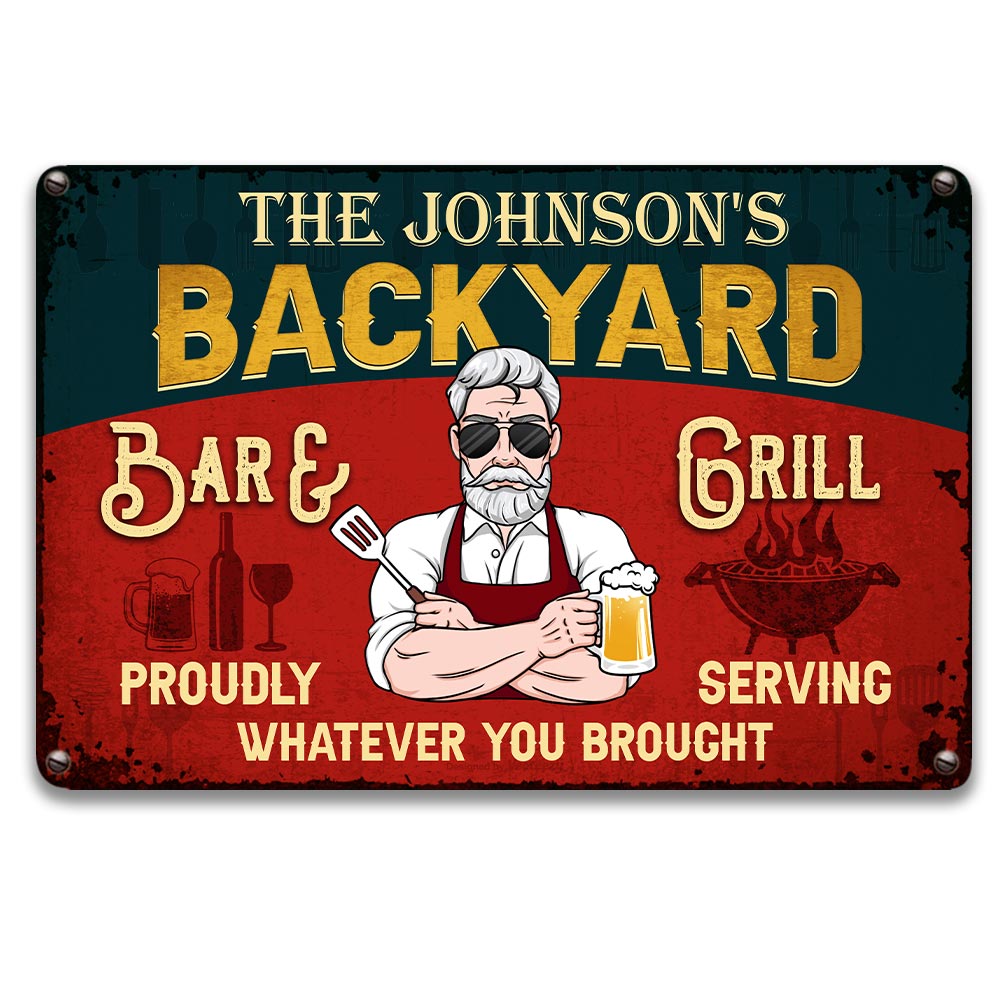 Personalized Dad Grandpa BBQ Grill Metal Sign - Thegiftio UK