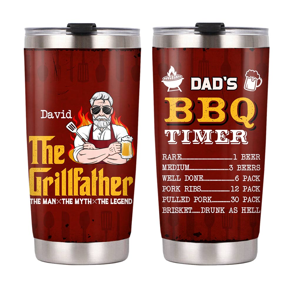 Personalized Dad Grandpa Grill BBQ Steel Tumbler - Thegiftio UK
