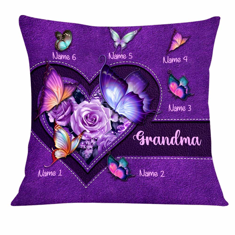 Personalized Mothers Gift For Grandma, Nana, Gigi, Purple Butterfly Pillow - Thegiftio UK